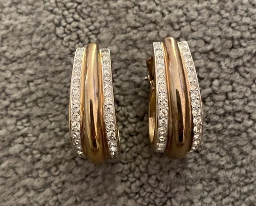 Orecchini Vintage Panetta Clip On Tono Oro Con Strass Rari Spedizione Gratuita! - Foto 17 di 21