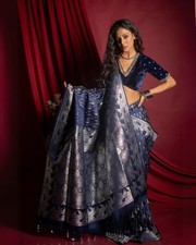Designer Sari Bollywood Bridal Silk Saree Blouse South Indian Party Wear Saree