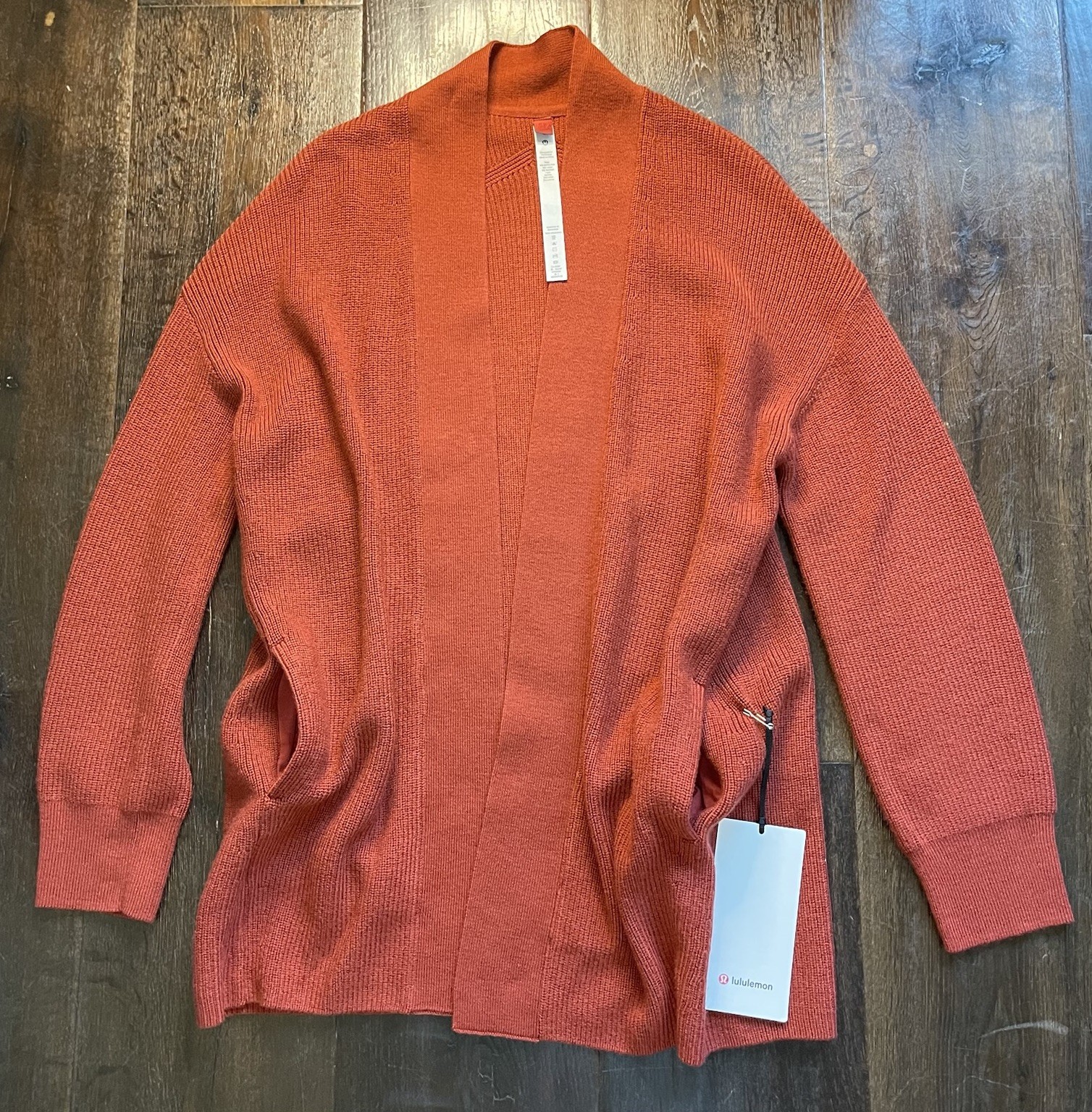 NWT Lululemon Merino Wool Blend Sweater  Long Wrap Cardigan Sz2 Cayenne $148