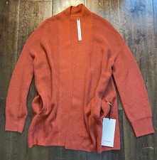 NWT Lululemon Merino Wool Blend Sweater Long Wrap Cardigan Sz2 Cayenne 148