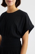 Madewell Stripe Smocked Waist Seersucker Midi Dress