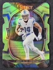 Amon-Ra St Brown 2022 Panini Select Concourse #58 Neon Green Prizm Die-Cut /299