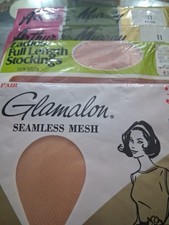 4 Pair Vintage Seamless Mesh Stockings 10-11 60s-70s