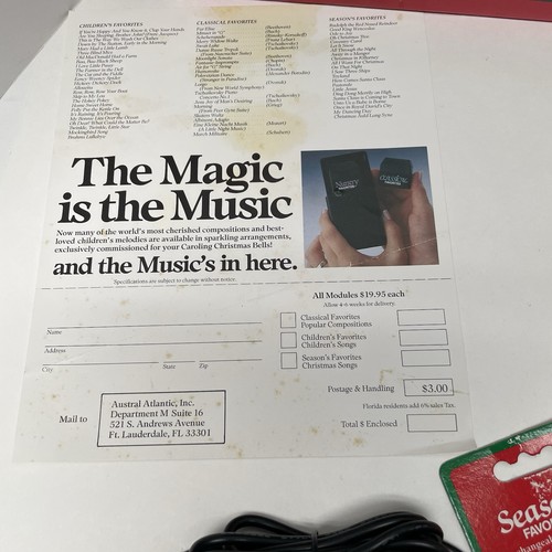Vintage Ye Merrie Minstrel Caroling Christmas Bells 2 Cartridges AUS200 WORKS - Afbeelding 10 van 15