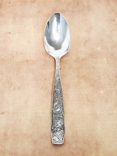 1887 Towle Orchids 5 7/8" Sterling Silver Teaspoon Pat App - Monogrammed Harold