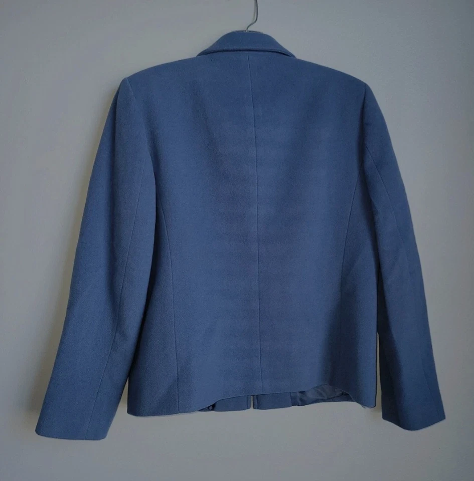 Chaqueta forrada con cremallera completa azul cachemir lana Petite Sophisticate para mujer talla 6 Foto 2 de 4