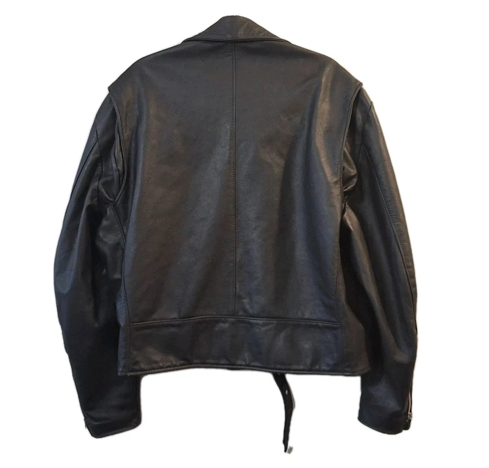 Chaqueta de motociclistas Terminator de cuero negra excelente vintage años 80 hecha en EE. UU. Foto 3 de 4