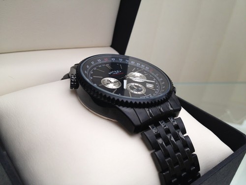 ROTARY MENS WATCH BLACK BRACELET CHRONOGRAPH STAINLESS STEEL RRP£180 BOXED - Picture 4 of 12