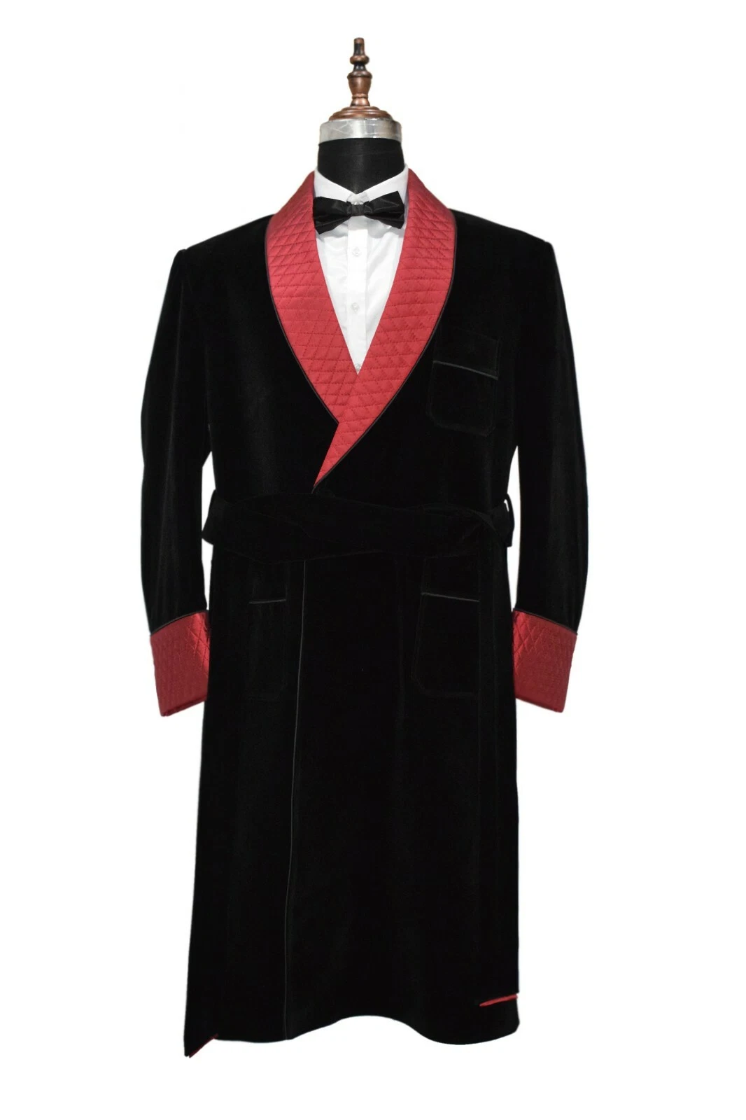 Men Black Smoking Gowns Designer Wedding Party Wear Long Coat