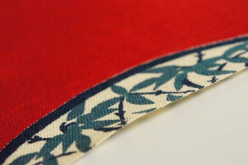 Vintage Japanese Kids Obi Fabric Remnant Bamboo Red Unused Silk 29x82cm - Picture 9 of 10