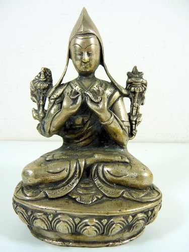 Alte Statue Figur 19. Jh. Silber Messing Bronze chinesischer Tibet Buddha Gott 6,5 Zoll - Bild 6 von 8