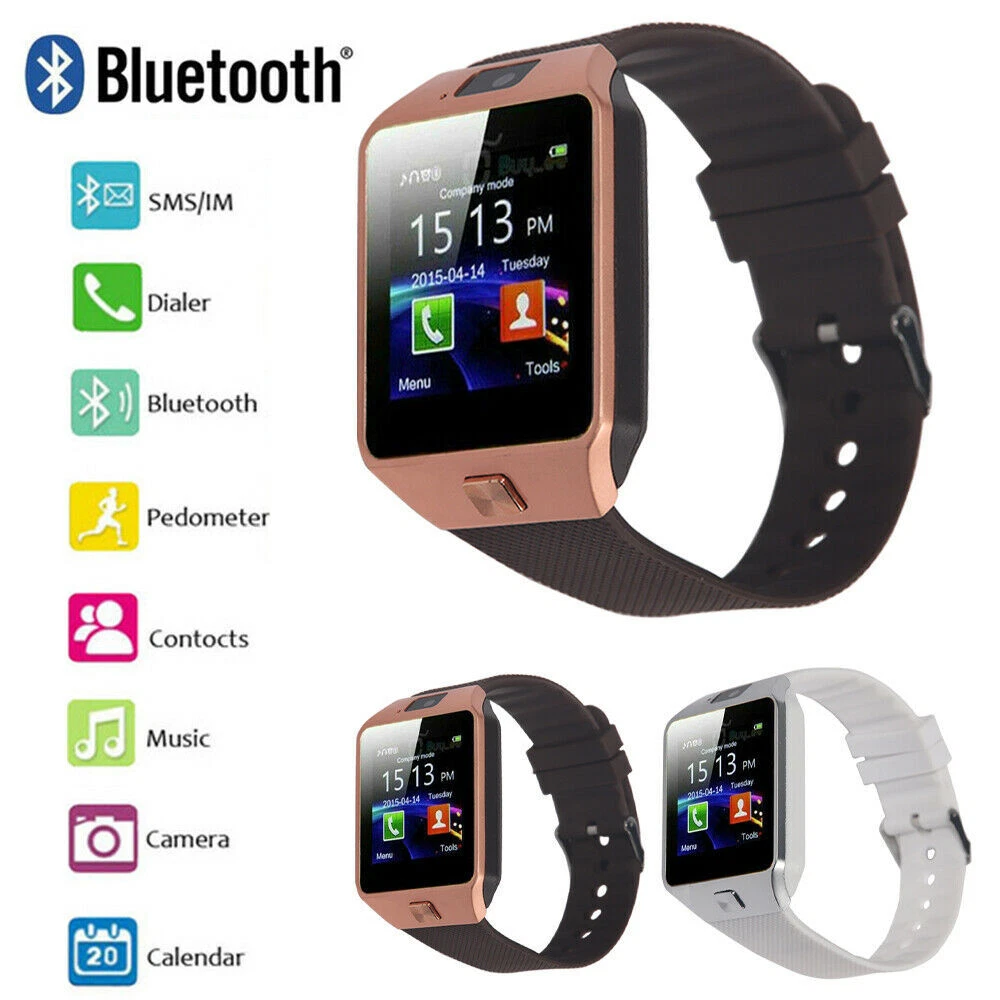 Bluetooth Smart Watch w Camera Waterproof Phone Mate for Android