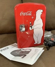 COCA COLA PERSONAL FRIDGE RED WITH WHITE POLAR BEAR THERMOELECTRIC SUPER CUTE!!