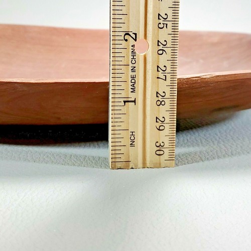 Set Of 2 Hand Carved Round & Oval Medium Size Wood Bowl Batik Handles Vintage EC - Picture 11 of 11
