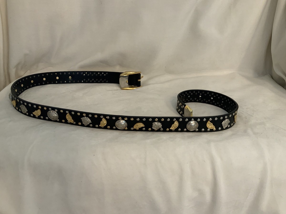 GIANNI VERSACE 80s ITALY製 装飾付クロコ型押レザーベルト GIANNI VERSACE 80s ITALY製 装飾付クロコ型押レザーベルト