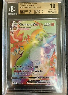 Pokemon rainbow 2020 Champion's Path Charizard Vmax BGS 10 Pokemon rainbow 2020 Champion's Path Charizard Vmax BGS 10
