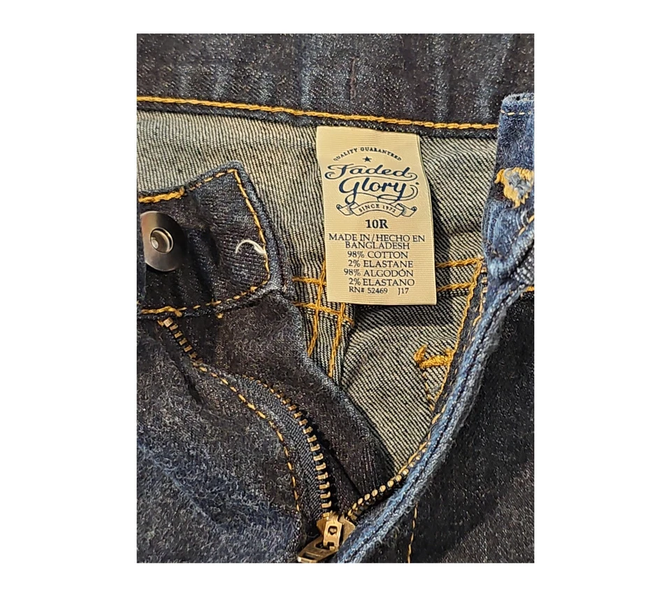 Pantalones de mezclilla descoloridos Glory para niños 10R azul pierna recta cintura ajustable pantalones informales Foto 3 de 4