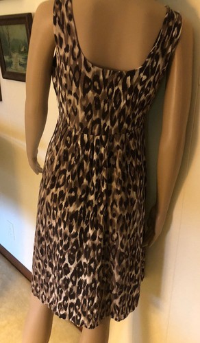 ANN TAYLOR Gr. M Strickkleid schwarz braun grau Animalprint ärmellos Etuikleid - Bild 3 von 4