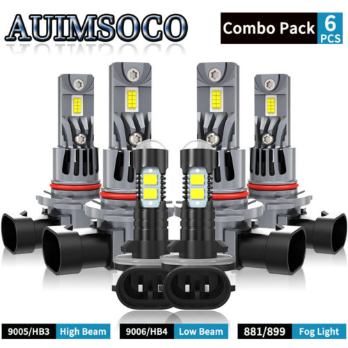 For Chevrolet C2500 1999-2000 Super Bright LED Headlight Bulbs 6x 9005+9006+881