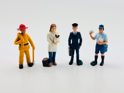 Vintage Cake Topper Diorama Decor Train People Figures Fireman Vet Postal Pilot