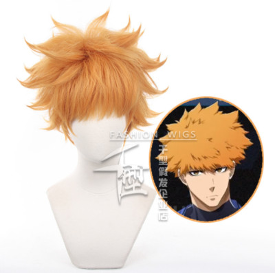 Anime BLUE LOCK Kunigami Rensuke Cosplay Perücken kurz orange hitzebeständiges Haar