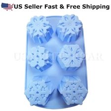 6-Cavity Snowflake Shaped Christmas DIY HANDMADE SOAP CANDLE MOLD US Seller
