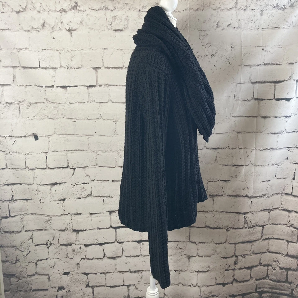 Suéter Sutton Studio Mujer Talla Grande Pequeño Grueso Tejido Capucha Cuello Negro Foto 4 de 4