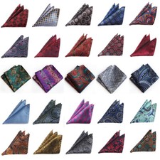 Men Floral Paisley Pocket Square Colorful Polyester Hanky Wedding Handkerchief