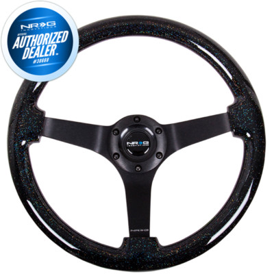NEW NRG 3''DEEP Steering Wheel 350mm Black Sparkle Wood and Spokes RST-036BSB-BK