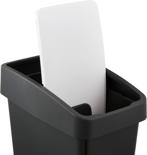 Premium Abfallbehälter mit Flip-Deckel, 25 l, schwarz-grau - Bild 3 von 4
