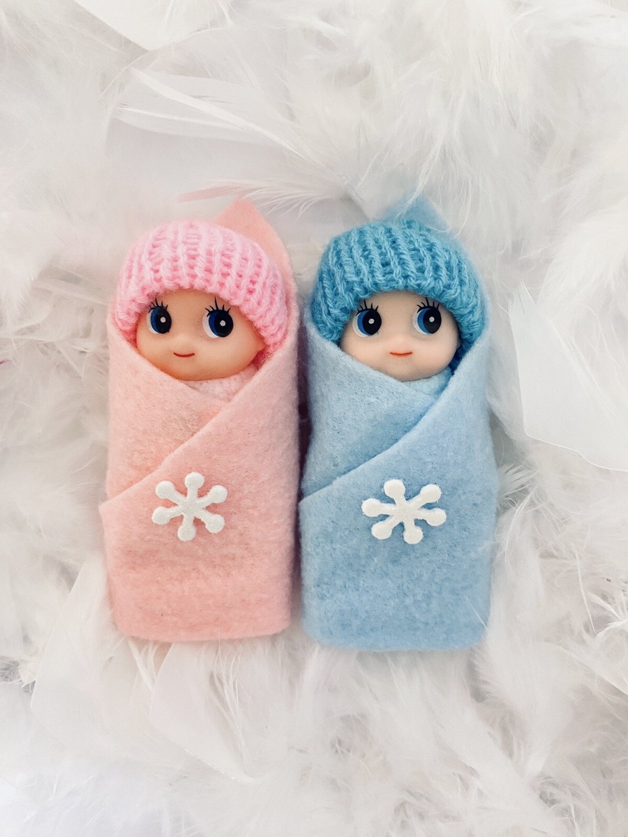 Newborn Twin Baby Elf Dolls Holiday Blue Boys Pink Girls Gift Toy