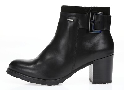 GEOX RESPIRA Womens Amphibiox Black Leather Sz 36 Ankle Boots NEW! 132275