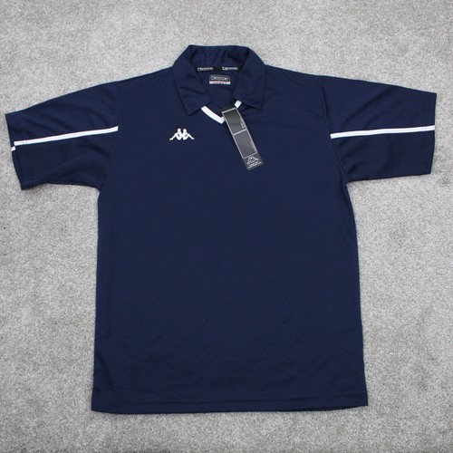 Kappa Poloshirt Neu mit Etikett Erwachsene Small blau V-Ausschnitt Kurzarm Pullover Polyester