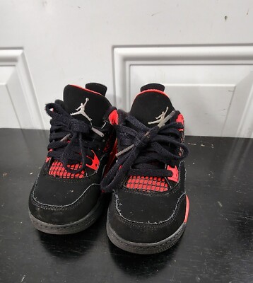 Nike Air Jordan 4 Retro Red Thunder Black TD Toddler Size 11C | eBay