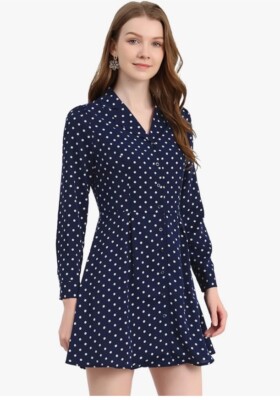 navy blue polka dot shirt dress Prosperina Piper Mini Dress In Navy Polka Dot Cotton