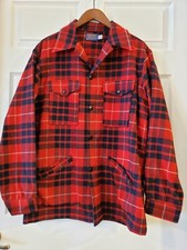 Pendleton Jacket Mackinaw Cruiser Sz Medium Wool Plaid Red Buffalo Classic