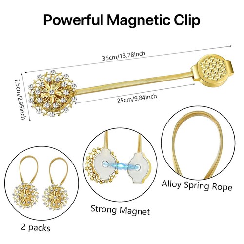 2Pcs Magnetic Curtain Tiebacks - Elegant Drape Holders for Indoor/Outdoor - Picture 5 of 7