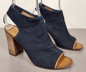 denim open toe booties