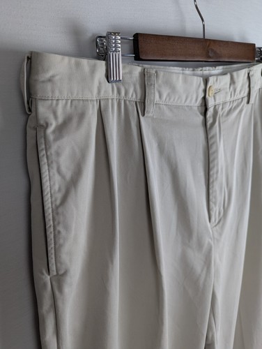 VINTAGE Polo Ralph Lauren Hammond Pants Mens 36x30 Beige Cream Chino Preppy Y2K - Picture 2 of 13