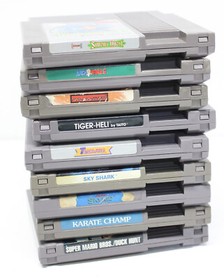 Lot of 10 Vintage NES Nintendo Games Mario Duck Hunt Game Genie Simons Quest