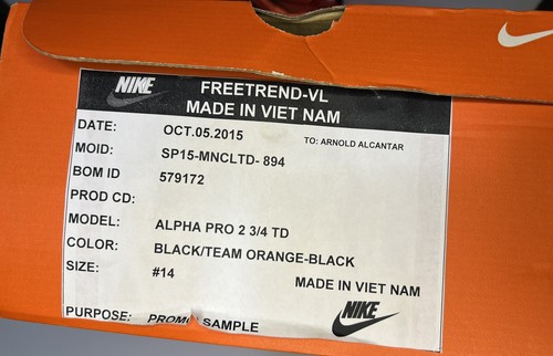Nike Promo Oregon State PE Size: 14 Alpha Pro 2 TD 3/4 Team Issued Cleats NEW! - Picture 6 of 10