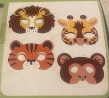 8 Jungle Party Animal Masks Lion Tiger Monkey Giraffe 2 Of Each Dress Up Play