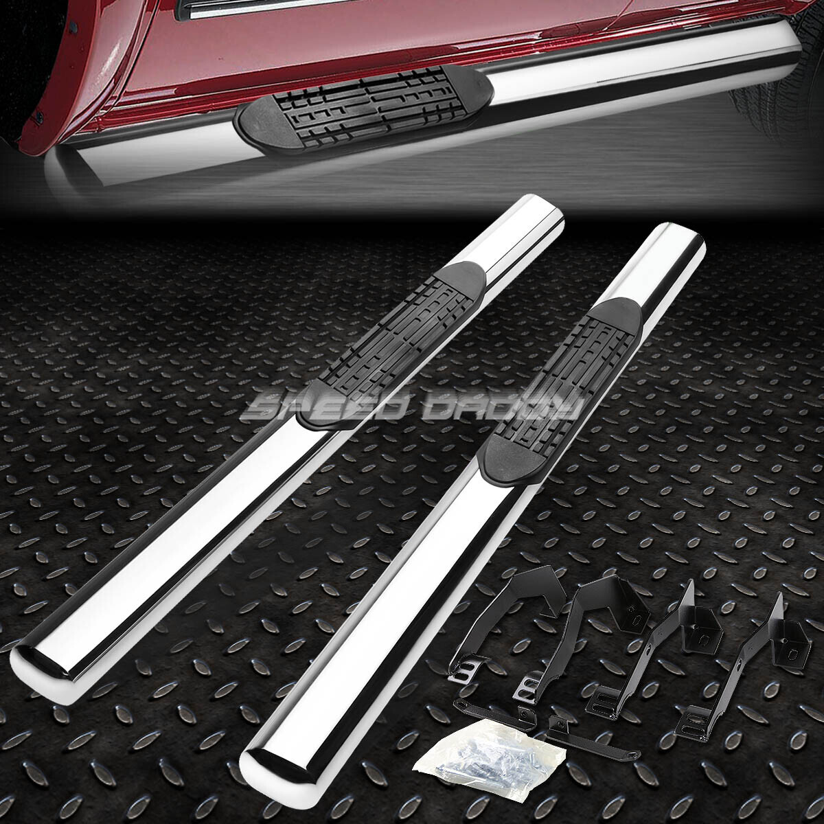 ДЛЯ 02-09 DODGE RAM ОБЫЧНАЯ КАБИНА С 4 ОВАЛЬНЫМИ ХРОМИРОВАННЫМИ БОКОВЫМИ СТУПЕНЬКАМИ И ПЛАНКОЙ NERF ДЛЯ ПОДНОЖКИ