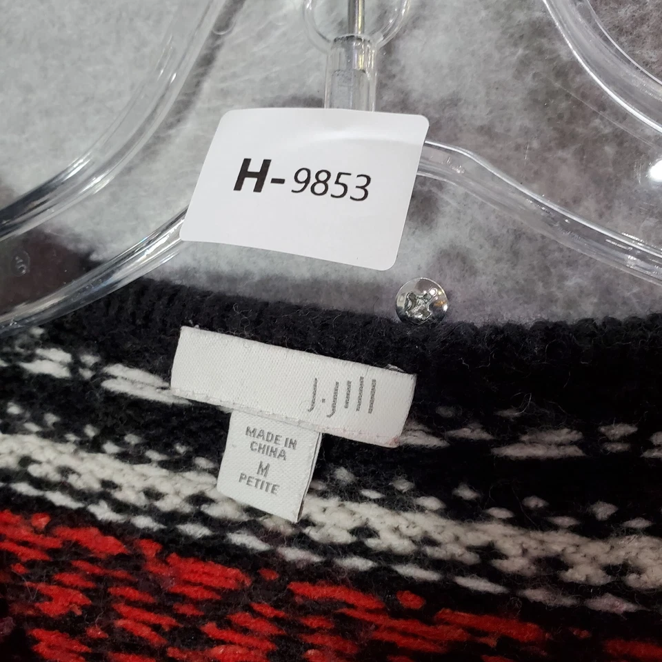 Suéter J. Jill Mujer M Pequeño Negro Rojo Fair Isle Mezcla Lana Navidad LEER Foto 2 de 4