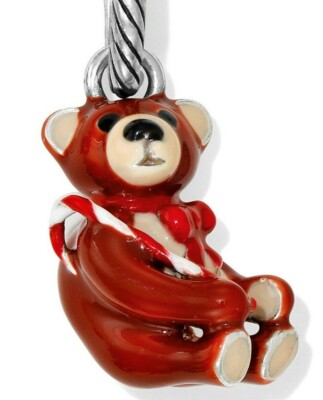 NWOT New Brighton CANDY CANE TEDDY Brown Bear Christmas Charm JC3473, New