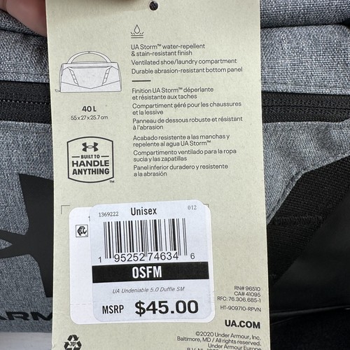 Under Armour UA Undeniable 5.0 S/M Duffle Bag Gym Training Bag Black gray - Picture 3 of 11