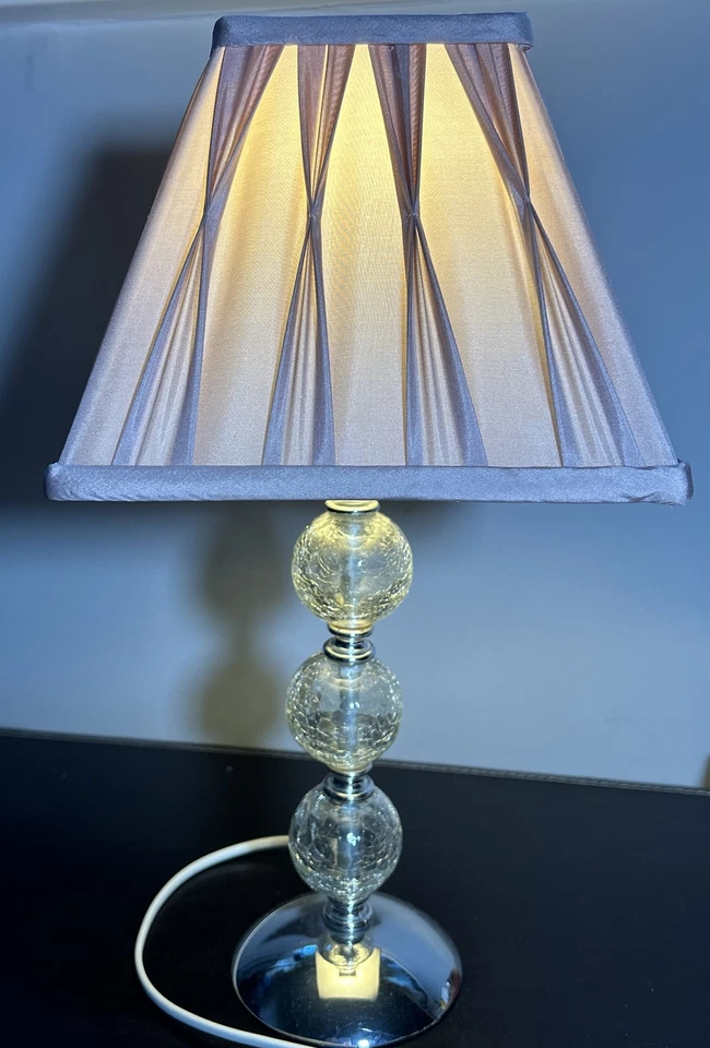 Laura Ashley стекло серебро льда скульптура лампа шелковый абажур высокий рабочий - Изображение 2 из 4