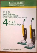 Genuine Bissell BigGreen Commercial Hepa Filter Bag-4 Pack BG-44 & Oreck 101H