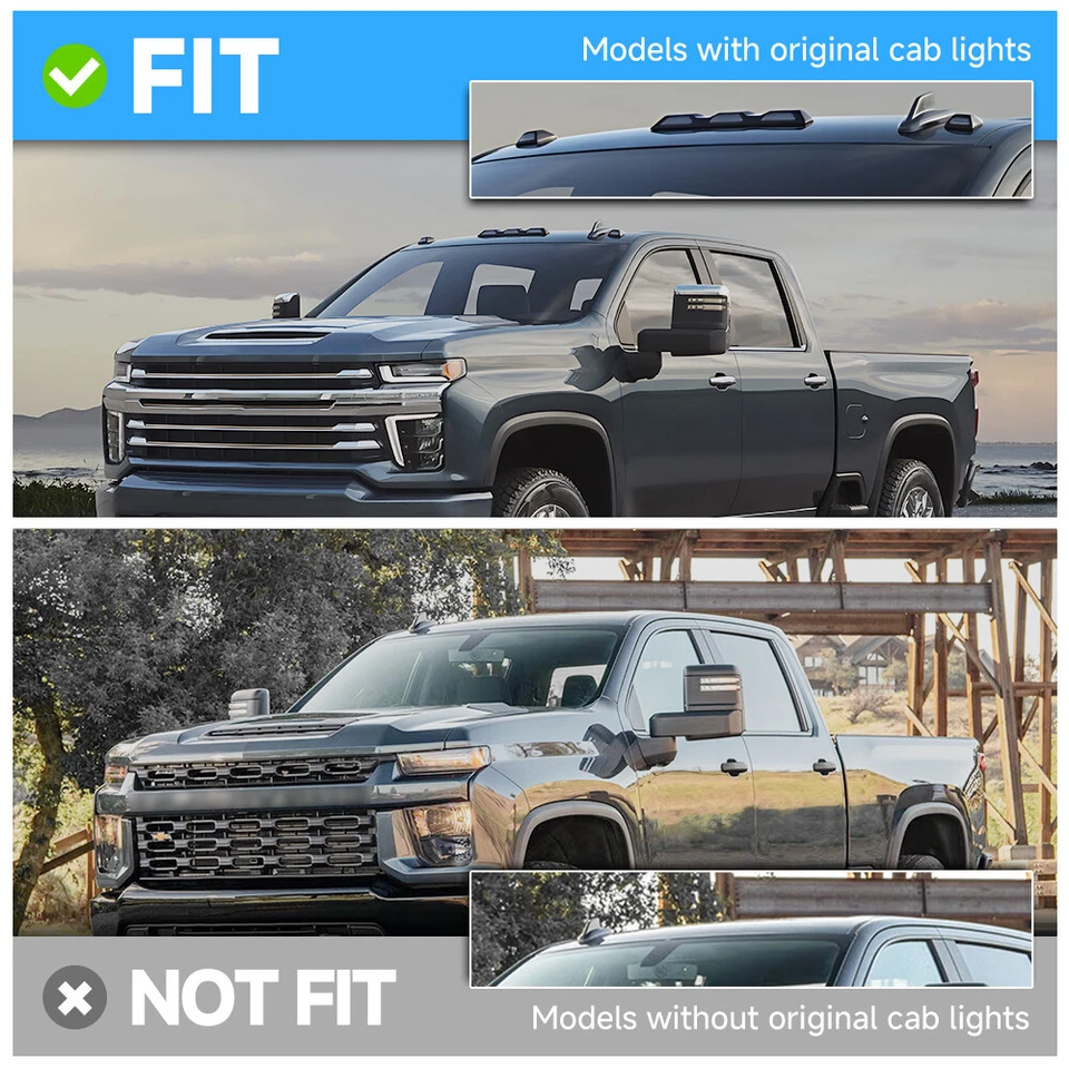 Комплект светодиодных габаритных огней для верхней кабины крыши для 2020 2021 + Chevrolet Silverado 2500 3500 HD - Изображение 3 из 4