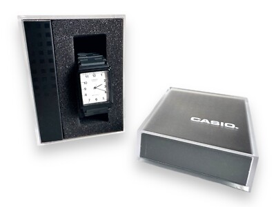 Very Rare 1982 Casio (340) MQ-26 Black Strap, White Square Face With New Box